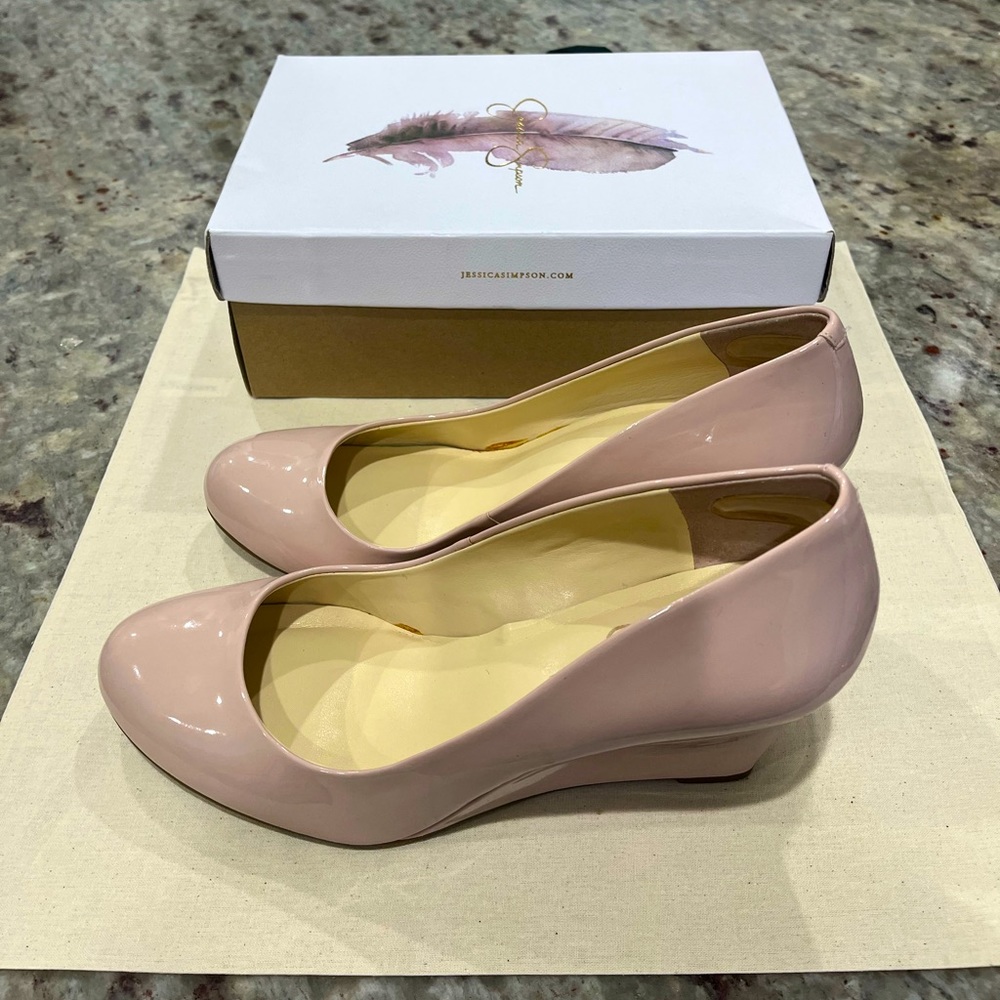 Jessica simpson patent leather wedges